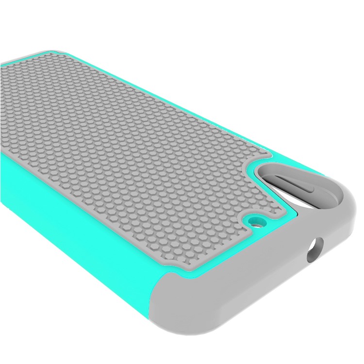 PC Silicone Phone Shell for HTC Desire 626 Football Grain - Cyan / Grey-4