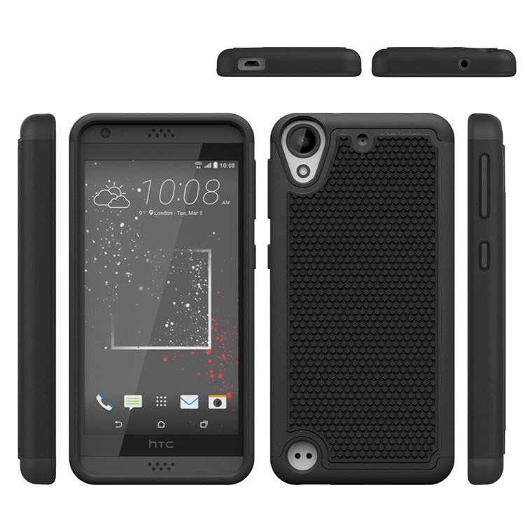 Football Grain PC + Silicone Combo Case for HTC Desire 530/630 - Black-5