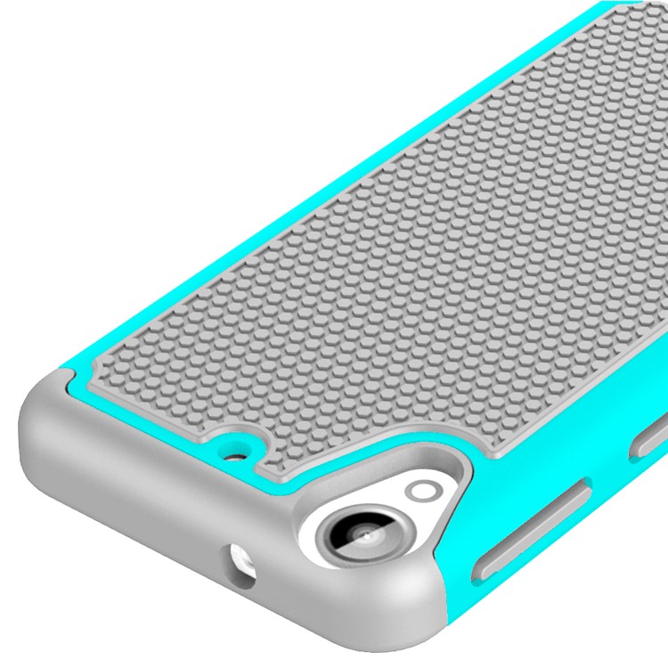 Football Grain PC + Silicone Combo Shell Case for HTC Desire 530/630 - Grey / Cyan-2