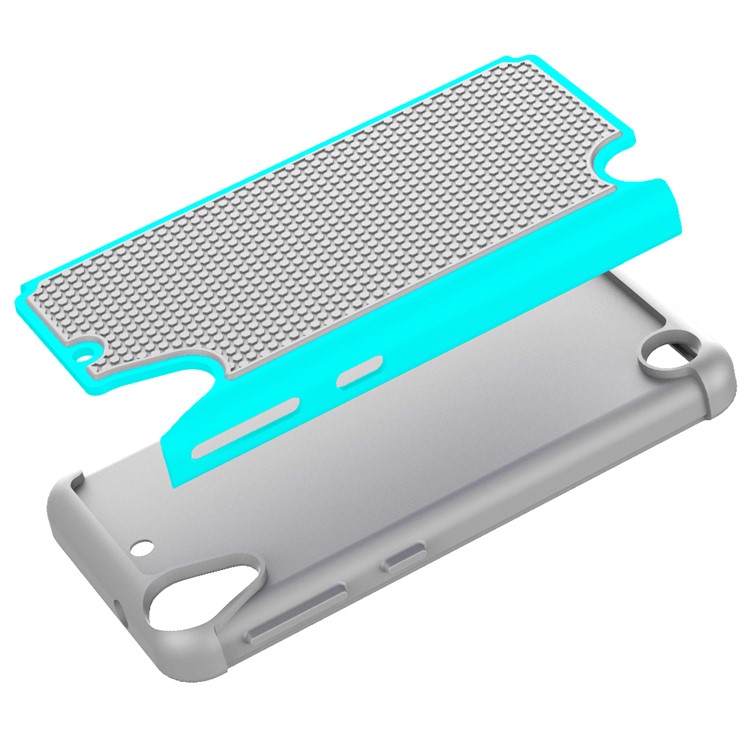 Football Grain PC + Silicone Combo Shell Case for HTC Desire 530/630 - Grey / Cyan-4