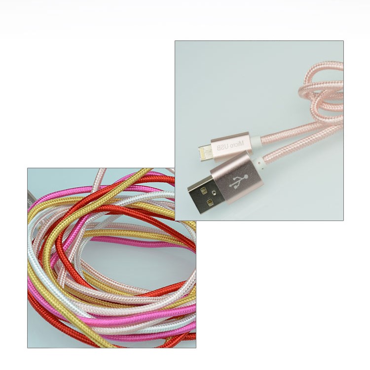 SEZU 2-in-1 8-pin & Micro USB Braided Nylon Data Charging Cable for iPhone/Samsung - Gold-5
