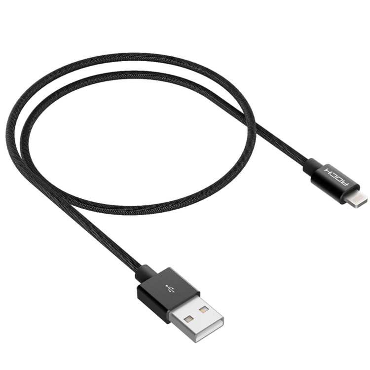 ROCK 100cm MFI Certified Nylon Braided Lightning 8pin Charge Sync Cable II for iPhone iPad iPod - Black-2