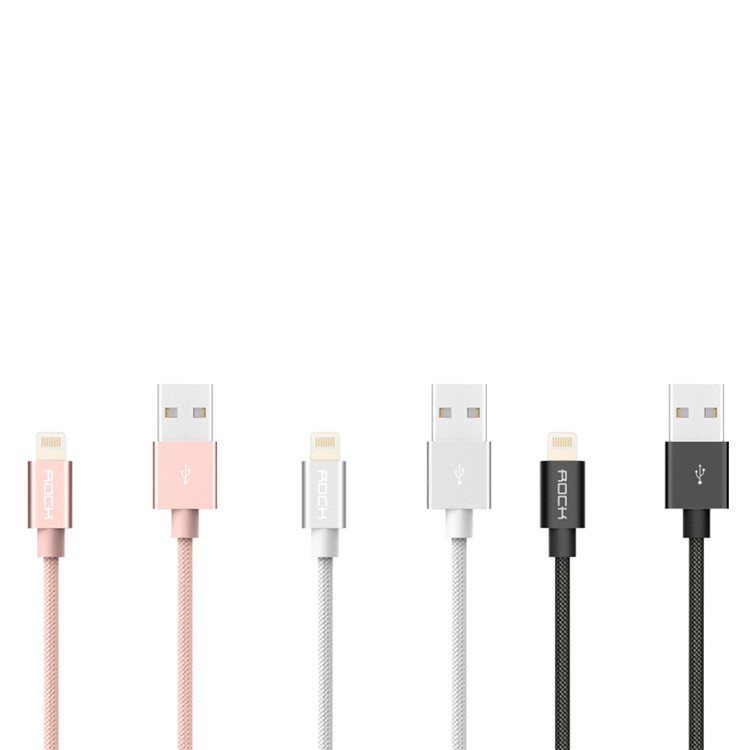 ROCK 100cm MFI Certified Nylon Braided Lightning 8pin Charge Sync Cable II for iPhone iPad iPod - Black-5