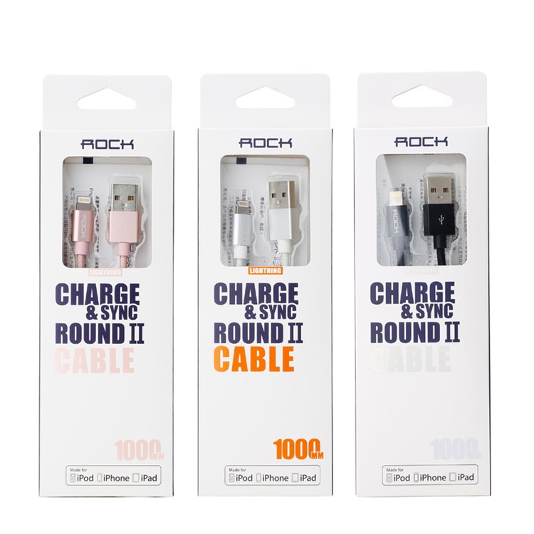 ROCK 100cm MFI Certified Nylon Braided Lightning 8pin Charge Sync Cable II for iPhone iPad iPod - Black-7