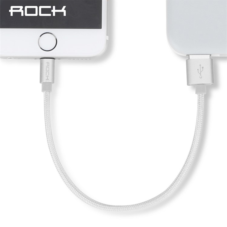 ROCK 100cm MFI Certified Nylon Braided Lightning 8pin Charge Sync Cable II for iPhone iPad iPod - White-2