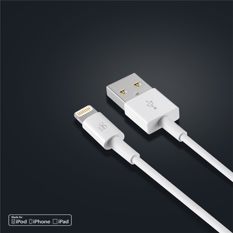 D8 MFI Certified 1m TPE Lightning 8pin Charge Sync Cable for iPhone iPad iPod - White-4