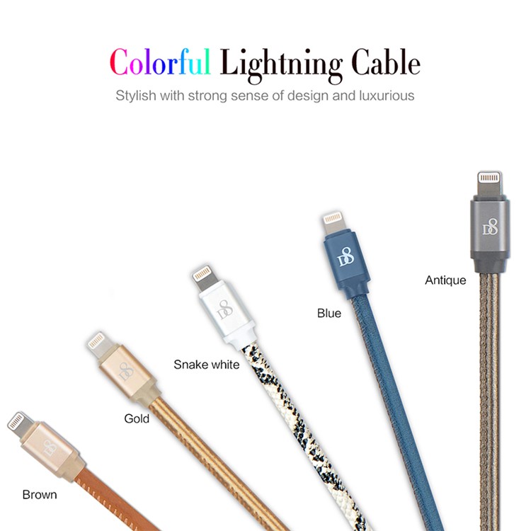 D8 MFI Certified PU Leather Lightning 8pin USB Charge Data Cable - Brown-2