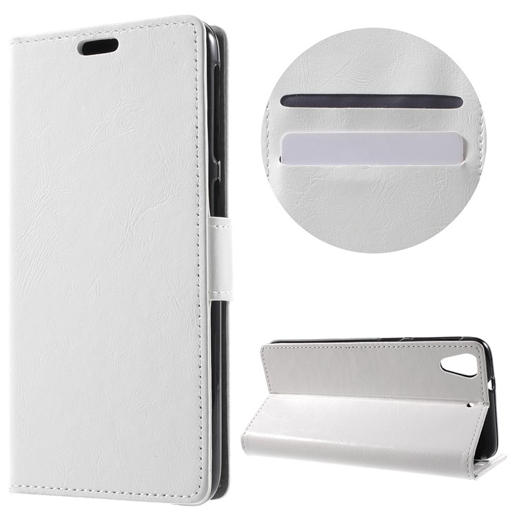 Crazy Horse Wallet Leather Cover for HTC Desire 628 - White-1