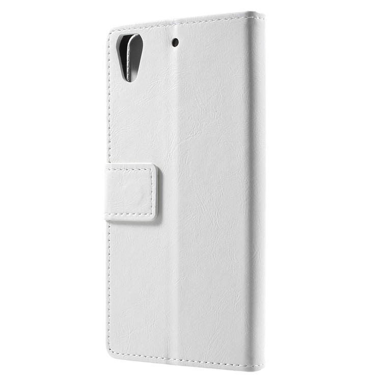 Crazy Horse Wallet Leather Cover for HTC Desire 628 - White-2