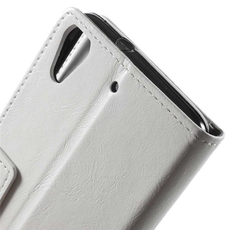 Crazy Horse Wallet Leather Cover for HTC Desire 628 - White-7