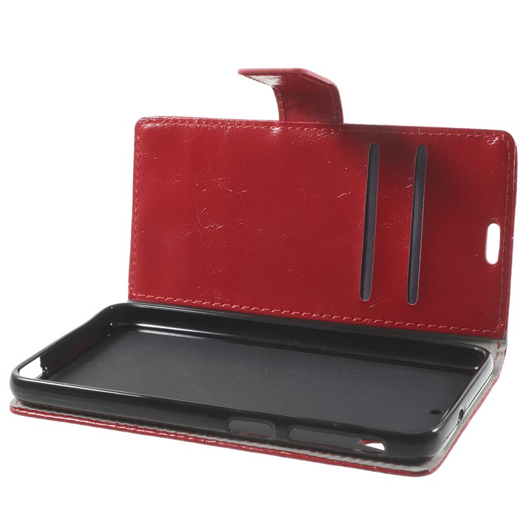 Crazy Horse Wallet Leather Shell for HTC Desire 628 - Red-5