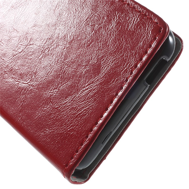 Crazy Horse Wallet Leather Shell for HTC Desire 628 - Red-9