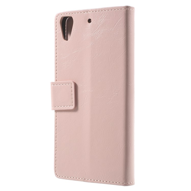 Crazy Horse Flip Leather Case for HTC Desire 628 - Pink-2