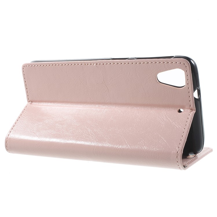 Crazy Horse Flip Leather Case for HTC Desire 628 - Pink-3