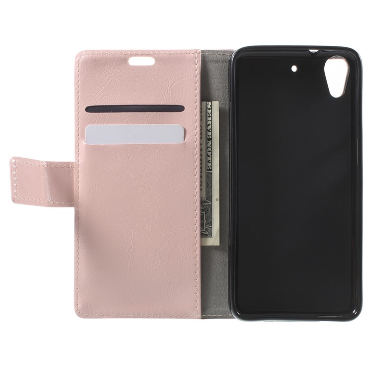 Crazy Horse Flip Leather Case for HTC Desire 628 - Pink-4