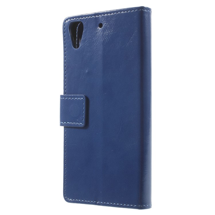 Crazy Horse Stand Leather Cover for HTC Desire 628 - Dark Blue-2