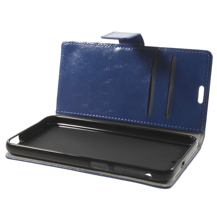 Crazy Horse Stand Leather Cover for HTC Desire 628 - Dark Blue-5