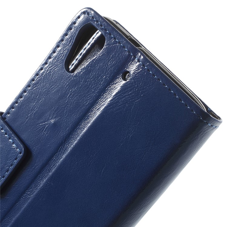 Crazy Horse Stand Leather Cover for HTC Desire 628 - Dark Blue-7