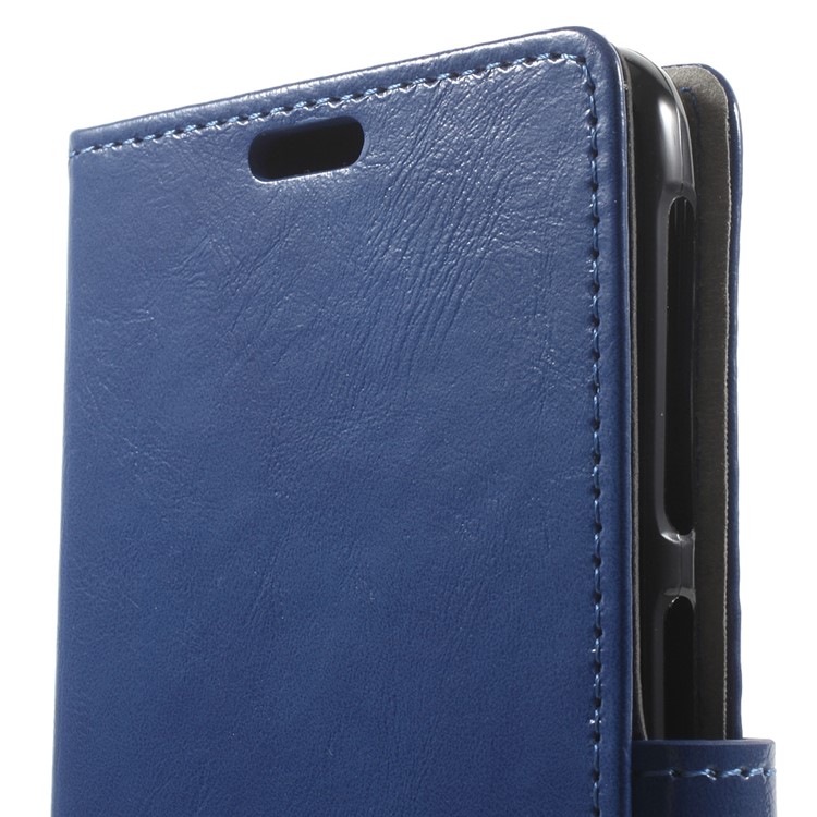 Crazy Horse Stand Leather Cover for HTC Desire 628 - Dark Blue-8