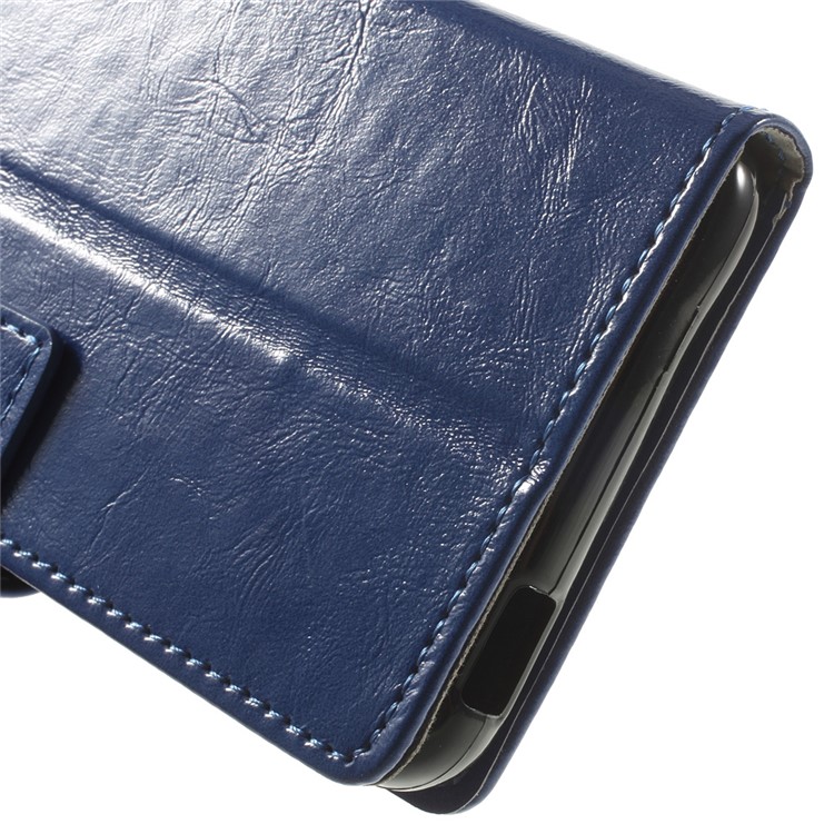 Crazy Horse Stand Leather Cover for HTC Desire 628 - Dark Blue-9