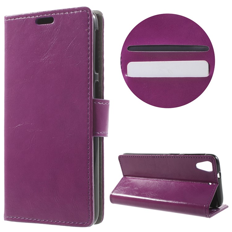 Crazy Horse Magnetic Leather Case for HTC Desire 628 - Purple-1