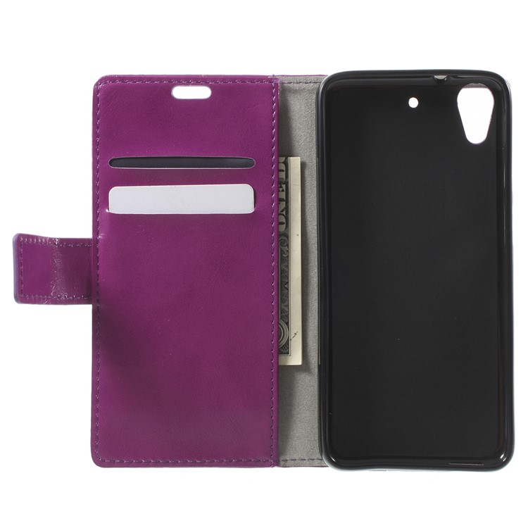 Crazy Horse Magnetic Leather Case for HTC Desire 628 - Purple-4