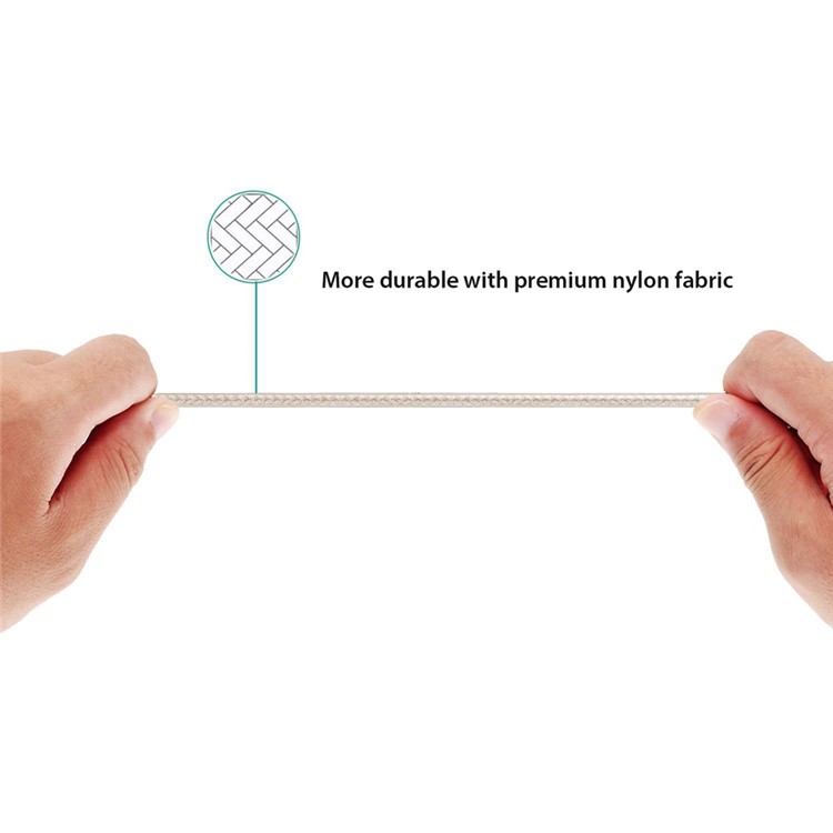 AUKEY Nylon Braided MFI Certified Lightning 8pin USB Sync Charge Cable 1.2m - Gold Color-6