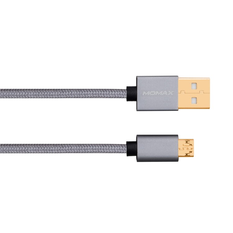 MOMAX Elite Woven 2m 1-Take Reversible Micro USB Data Sync Charging Cable for Samsung Sony HTC - Grey-2