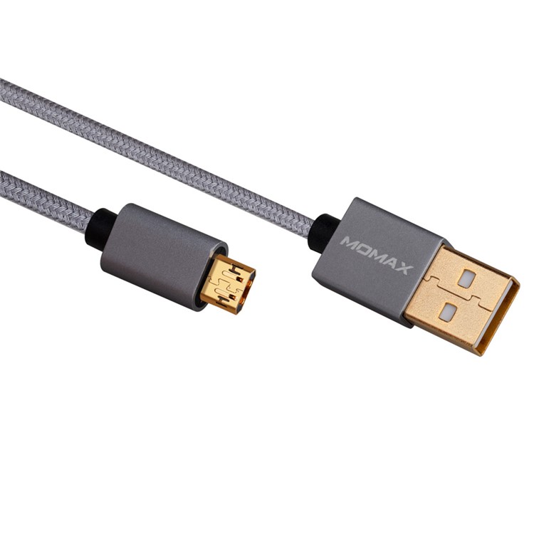 MOMAX Elite Woven 2m 1-Take Reversible Micro USB Data Sync Charging Cable for Samsung Sony HTC - Grey-3