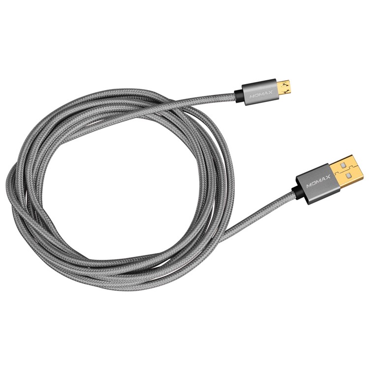 MOMAX Elite Woven 2m 1-Take Reversible Micro USB Data Sync Charging Cable for Samsung Sony HTC - Grey-4