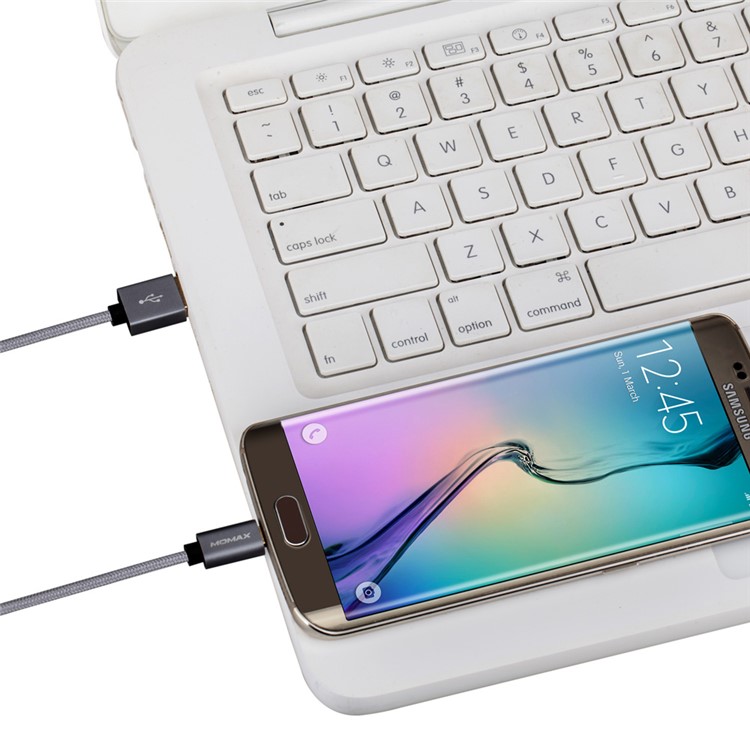 MOMAX Elite Woven 2m 1-Take Reversible Micro USB Data Sync Charging Cable for Samsung Sony HTC - Grey-7