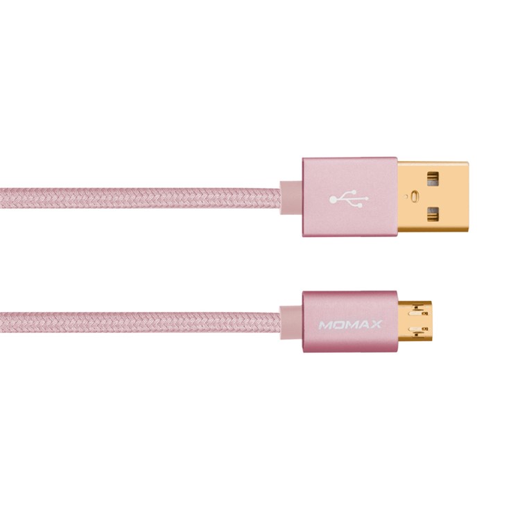 MOMAX Elite Woven 2m Reversible Micro USB Data Charger Cable for Samsung Sony HTC - Rose Gold Color-2