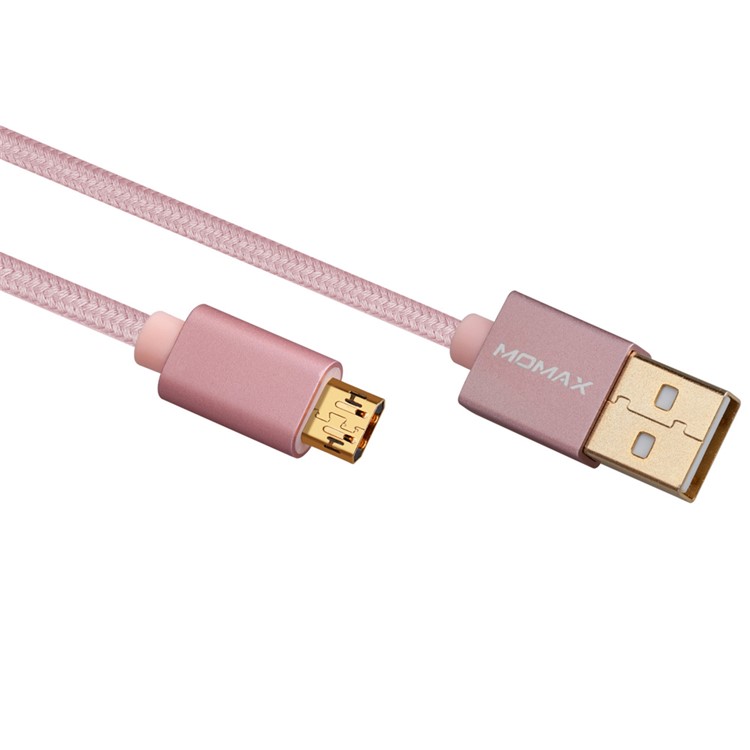 MOMAX Elite Woven 2m Reversible Micro USB Data Charger Cable for Samsung Sony HTC - Rose Gold Color-3
