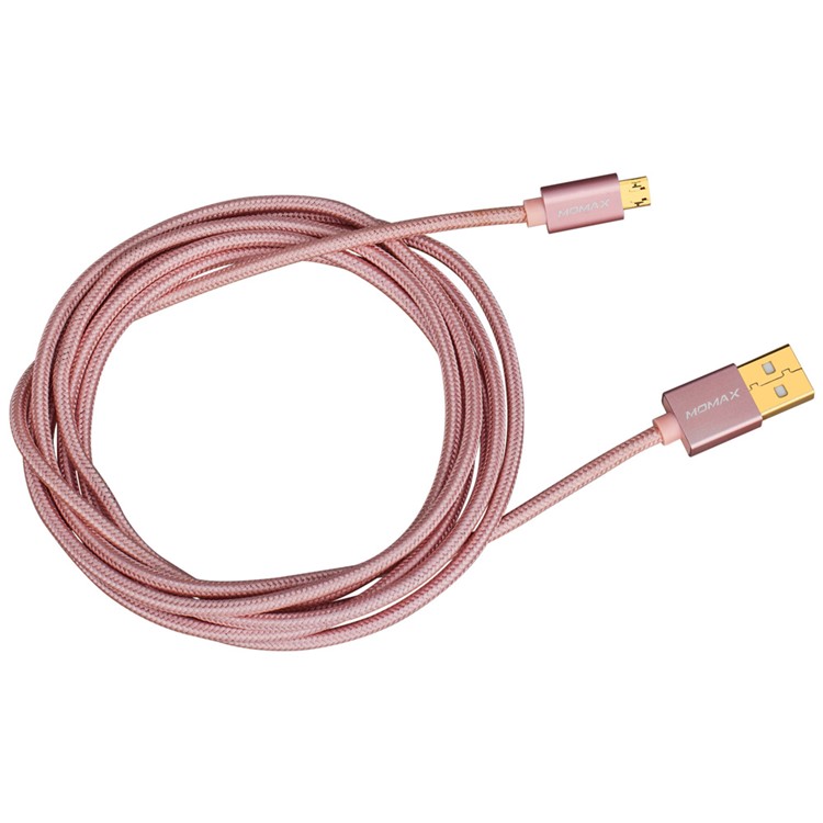 MOMAX Elite Woven 2m Reversible Micro USB Data Charger Cable for Samsung Sony HTC - Rose Gold Color-4