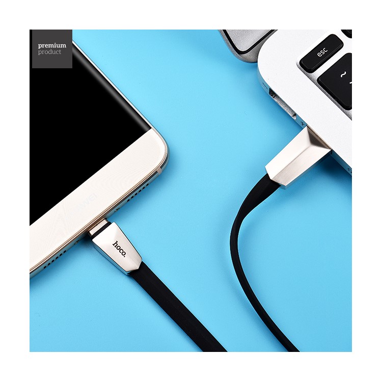 HOCO X4 Rhombic 1.2m USB Type-c Data Sync Charging Cable Zinc Alloy Housing for Samsung Galaxy Note7 - Black-2