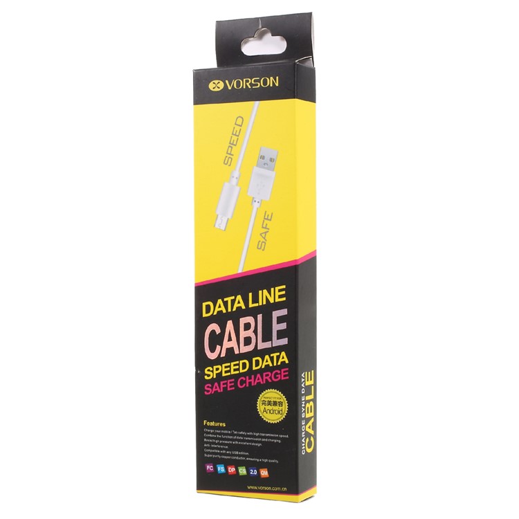 VORSON Charging Data Micro USB Cable 1m for Samsung Sony Huawei - White-5