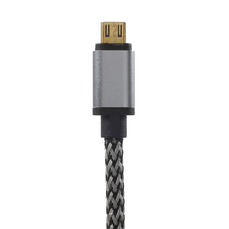 1.5M Woven Pattern Micro USB Charging Data Sync Cable for Samsung HTC Huawei - Grey-3