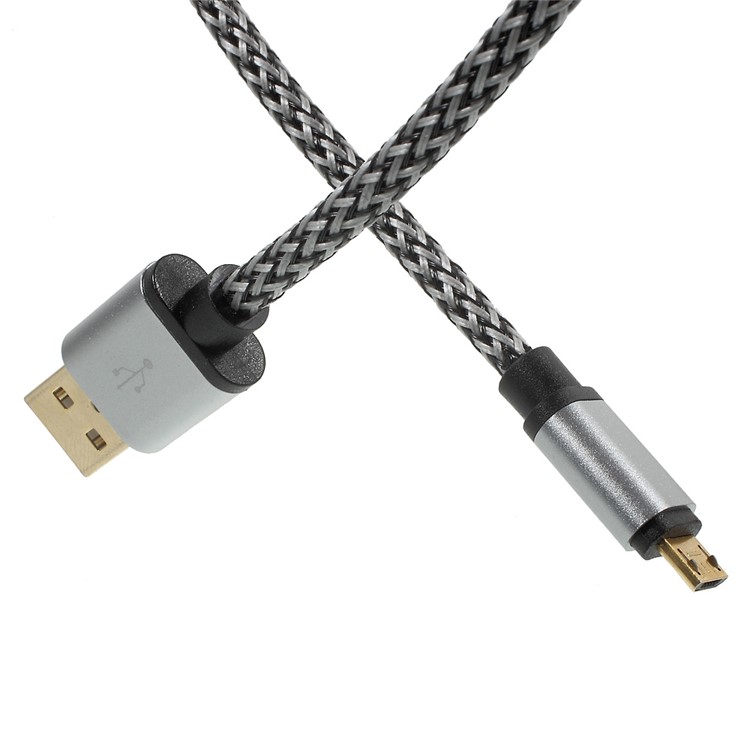 1.5M Woven Pattern Micro USB Charging Data Sync Cable for Samsung HTC Huawei - Grey-4