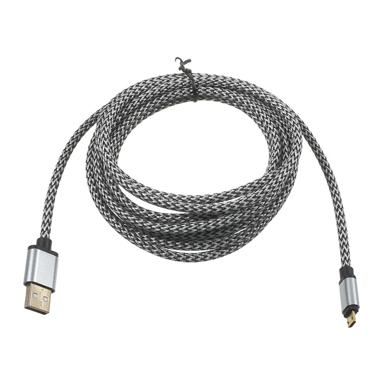 1.5M Woven Pattern Micro USB Charging Data Sync Cable for Samsung HTC Huawei - Grey-5