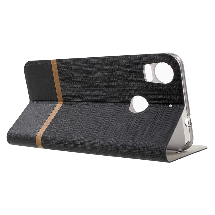Cross Texture Stand Leather Card Holder Case for HTC Desire 10 Pro - Black-3