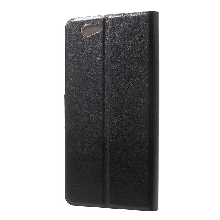 Crazy Horse Card Holder Leather Stand Case for HTC One A9s Built-in Steel Sheet - Black-2