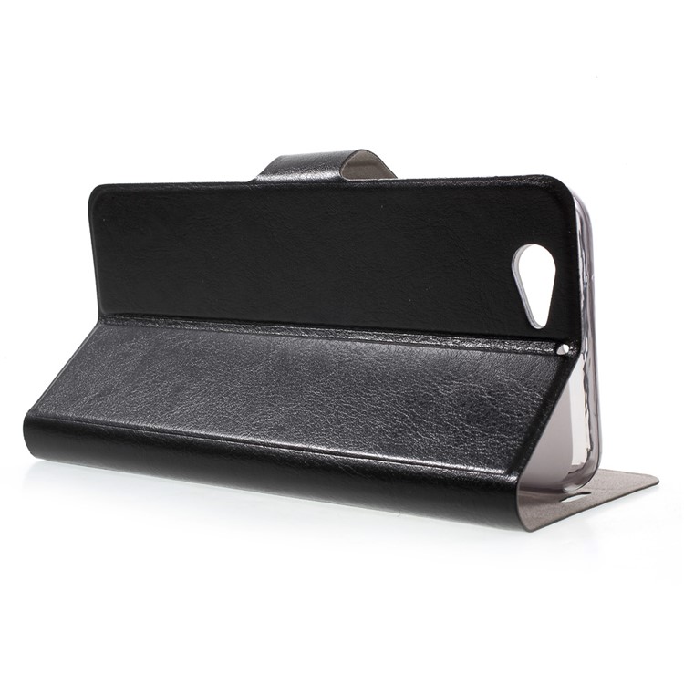 Crazy Horse Card Holder Leather Stand Case for HTC One A9s Built-in Steel Sheet - Black-3