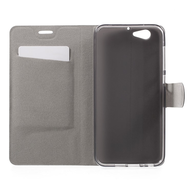 Crazy Horse Card Holder Leather Stand Case for HTC One A9s Built-in Steel Sheet - Black-4