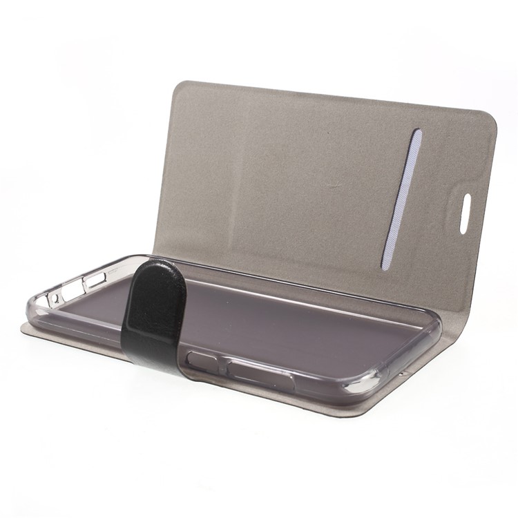 Crazy Horse Card Holder Leather Stand Case for HTC One A9s Built-in Steel Sheet - Black-5
