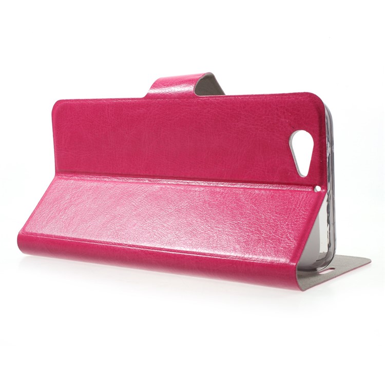 Crazy Horse Card Slot Leather Stand Shell for HTC One A9s Built-in Steel Sheet - Rose-3