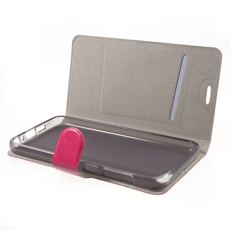 Crazy Horse Card Slot Leather Stand Shell for HTC One A9s Built-in Steel Sheet - Rose-4
