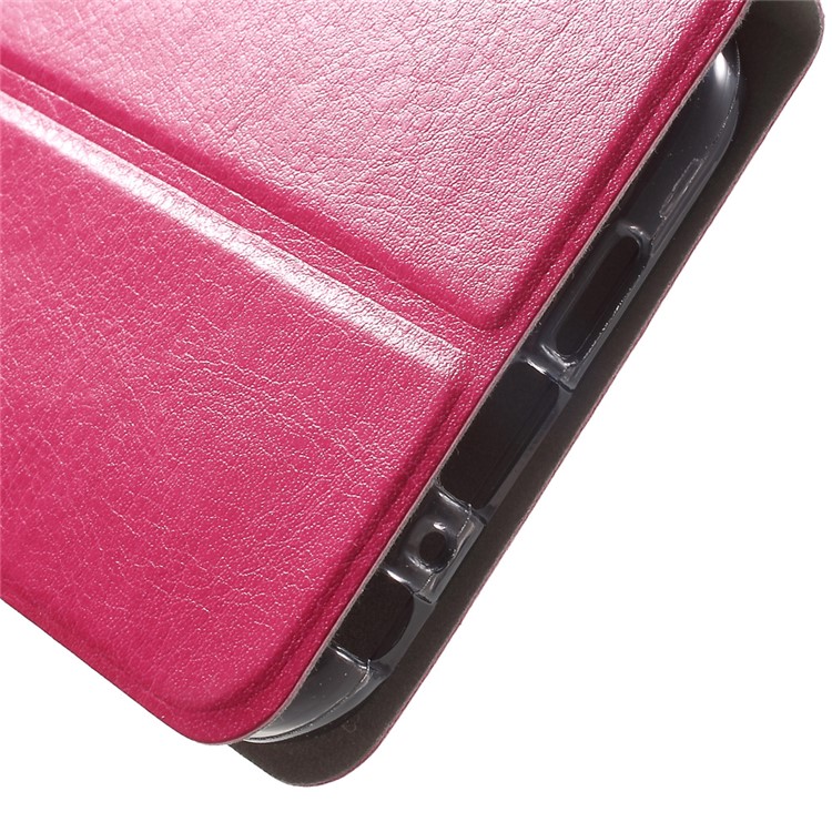 Crazy Horse Card Slot Leather Stand Shell for HTC One A9s Built-in Steel Sheet - Rose-7
