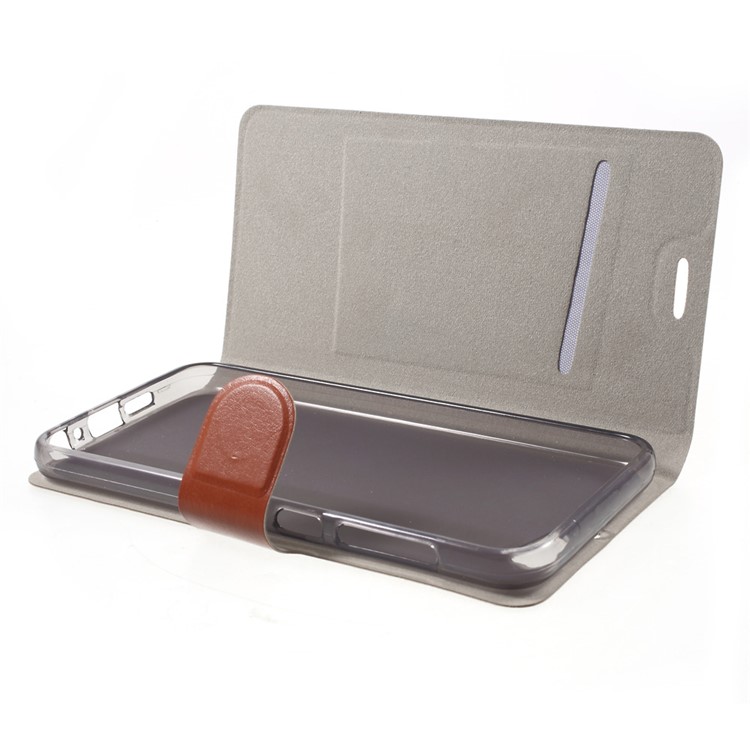Built-in Steel Sheet Crazy Horse Card Holder Leather Cover for HTC One A9s - Brown-4