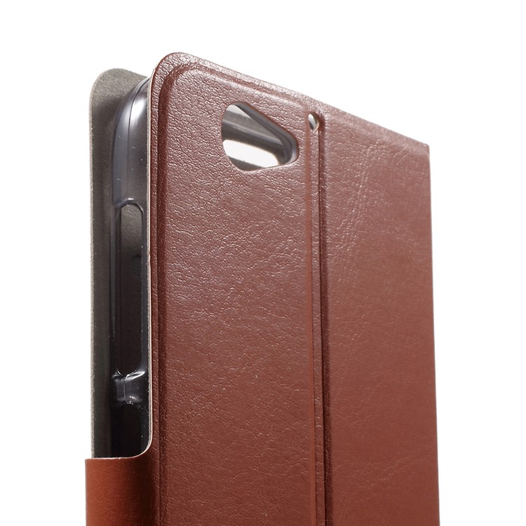 Built-in Steel Sheet Crazy Horse Card Holder Leather Cover for HTC One A9s - Brown-6