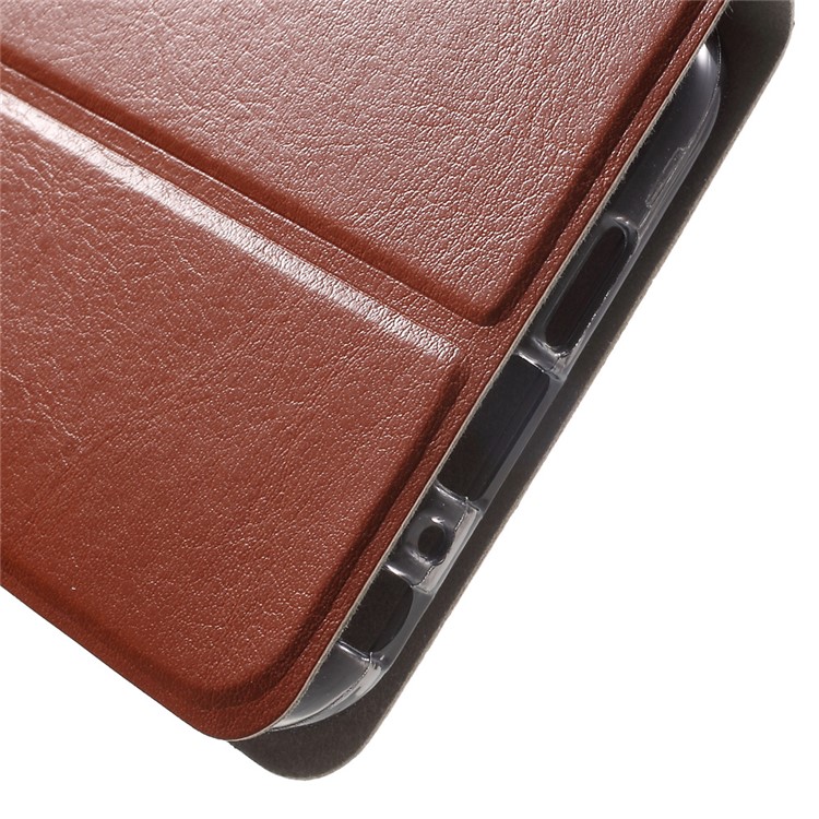 Built-in Steel Sheet Crazy Horse Card Holder Leather Cover for HTC One A9s - Brown-7